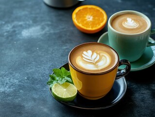 Two cups of coffee artfully presented
