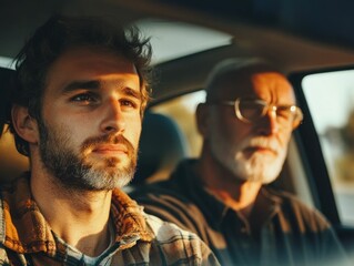 Two generations in a car