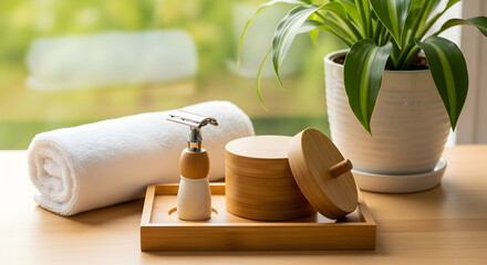 Eco-Friendly Zero Waste Self Care Kit with Razor, Towel and Plant