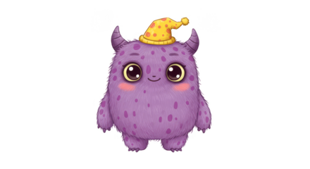 Cute Purple Monster Cartoon Character with Funny Kawaii Design