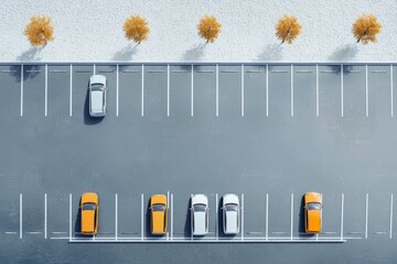 Aerial view of a parking lot showcasing different parking styles.