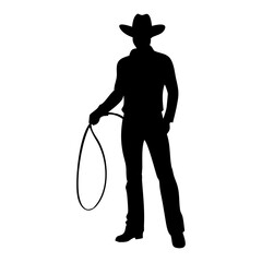 A cowboy full black silhouette vector illustration design