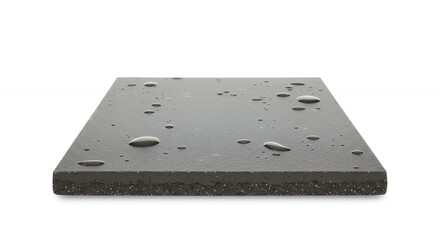 Water droplets on dark gray rectangular surface
