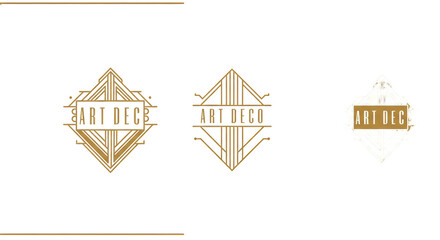 Golden Abstract Logo Symbol Design Element Decoration Art PNG