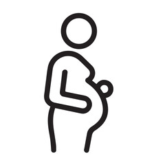 Minimalist Line Icon of Pregnant Woman – Maternity and Motherhood Symbol