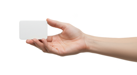 Hand Holding Blank White Business Card Isolated Transparent Background