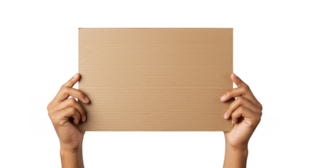 Hands Hold Brown Cork Board Transparent Background Advertisement