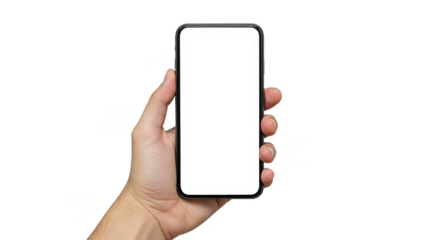 Holding Smartphone Blank Screen Modern Mobile Device Transparent