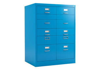 Illustration Blue Metal File Cabinet with Drawers for Office Storage