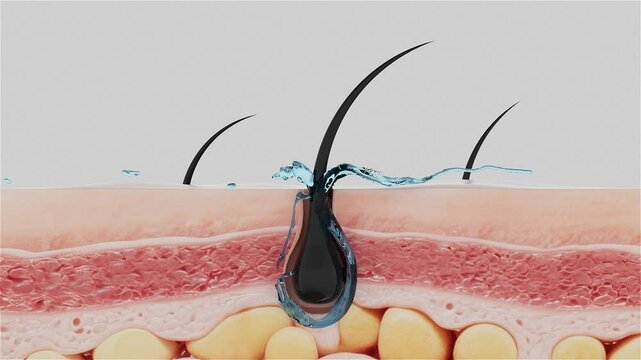 Clean the skin hair follicles, the water flow contain cleansing essence takes away the garbage and blackheads in the hair follicles, dissolves the blackheads, tightens the pores. Skin care beauty, 3D.