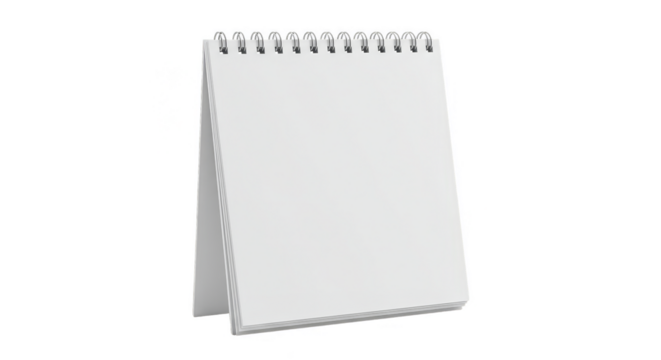 Illustration Blank White Table Calendar with Spiral on Transparent Background