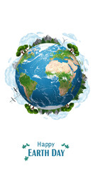 Illustration Globe Showing Earth Day International Planet with Transparent BG