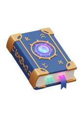 Illustration Of A Glowing Magical Book With Runes And Gold Accents