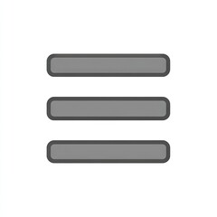 Obraz premium Three horizontal, grey rectangles, each with a slightly darker border, arranged vertically, suggesting a menu or options icon