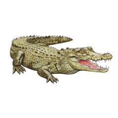 Naklejka premium Illustration Of Crocodile Reptile Isolated With Open Mouth And Sharp Teeth