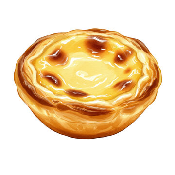 watercolor egg tart pastry dessert clip art preview