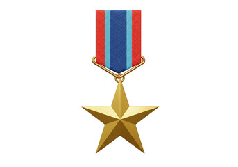Illustration of Golden Star Medal with Ribbon Award for Achievement