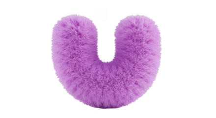 Illustration of Fluffy Purple Letter U with Soft Furry Texture Isolated
