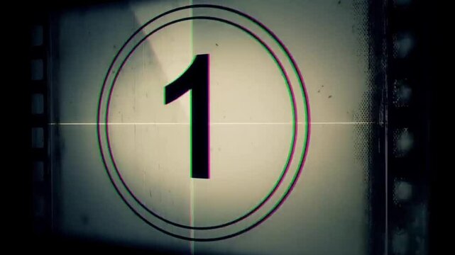 Retro Cinema Intro or Transition with Vintage film Projector Screening Classic Countdown. Realistic artistic Full HD 3D animation.