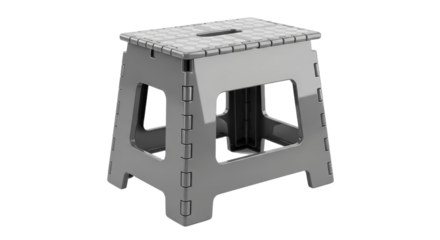 Gray Plastic Step Stool with Textured Top for Home Use