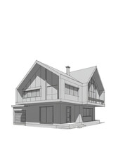 Illustration of Modern White House Building Architecture Exterior Design
