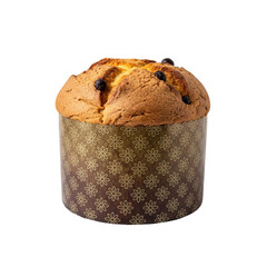 Buy panettone online: traditional italian christmas cake with chocolate chips and floral wrapping on transparent background
