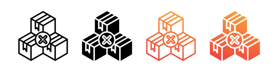 Product Rejected Multi Style Icon Set Vector 