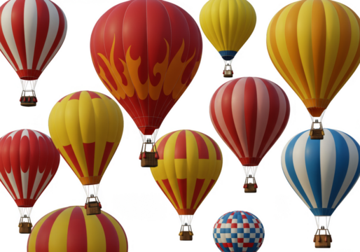 Isolated Background of Many Colorful Hot Air Balloons in the Sky