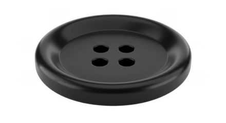 Isolated Black Button Sewing Clothing Fashion Accessory on Transparent Background