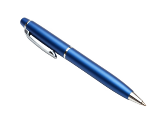 Isolated Blue Metal Pen Writing Tool on Transparent Background