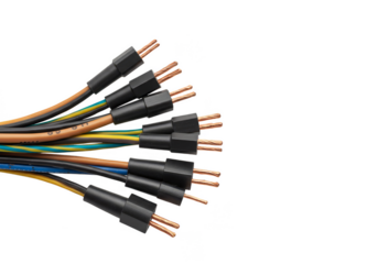 Isolated Bunch of Electrical Wires Cables Copper Connection Transparent Background