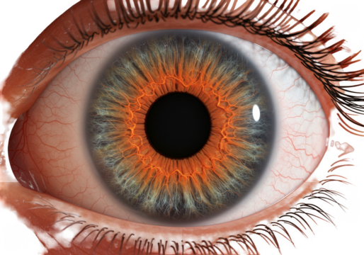 Isolated Close Up of Human Eye Iris Transparent Background