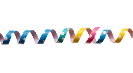 Isolated Curled Colorful Confetti Ribbon Design Element for Party Event