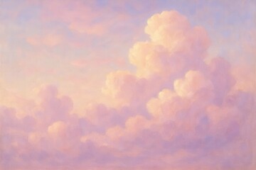 Dreamy watercolor sky painting in soft pastel tones capturing the essence of a beautiful sunny afternoon