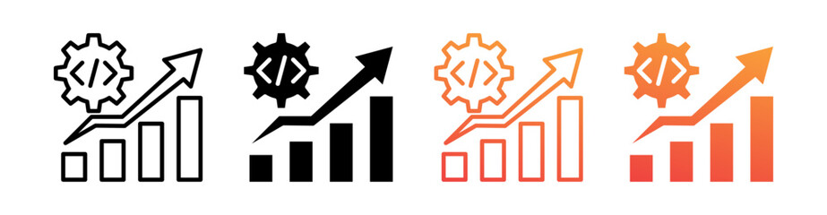 Incremental Development Multi Style Icon Set Vector 