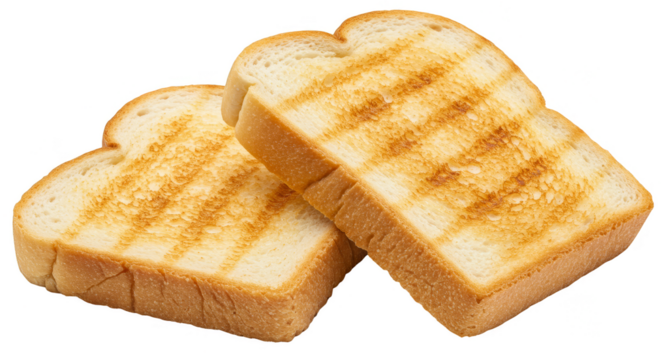 Isolated Grilled Golden Toast Bread For Breakfast PNG File