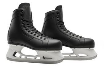Isolated 3D Rendering Of Black Ice Hockey Skates with White Blades