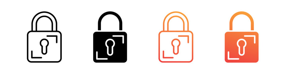 Padlock Multi Style Icon Set Vector 