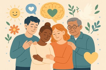 World Mental Health Day awareness campaign with uplifting message and supportive community imagery