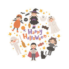 ハロウィンの仮装をした子供たち
