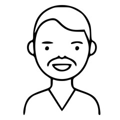 Obraz premium Simple Outline Face with Mustache Man Portrait Illustration Design