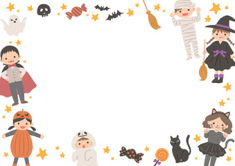 ハロウィンのかわいいイラストのフレーム