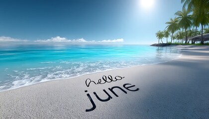 Hello June on tropical beach