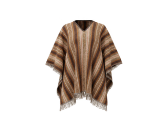Isolated Knitted Brown Poncho Traditional Fashion Garment Apparel