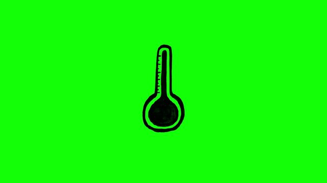 4K motion graphic animation of thermometer icon. Animation of thermometer icon on chroma key green screen background.
