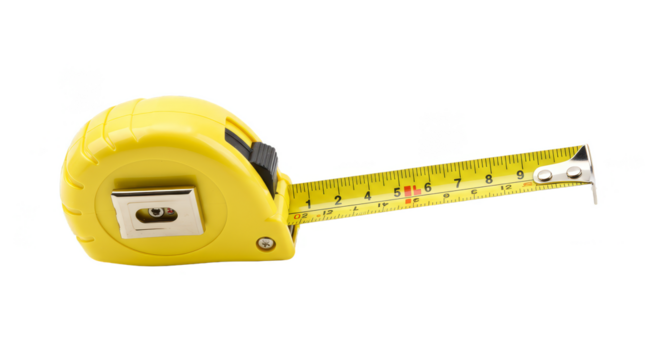 Isolated Measuring Tape Tool in Yellow for Construction Meter Work