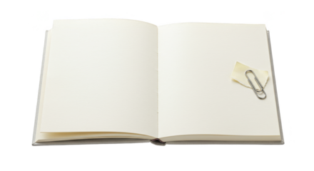 Isolated Open Blank Notebook With Clip on Paper Page Illustration