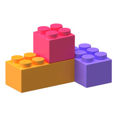 Naklejka premium 3D Toy Building Blocks. .Colorful stackable blocks for children's creative play.