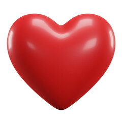 Isolated 3D Render of Glossy Red Heart Shape Isolated on Transparent Background