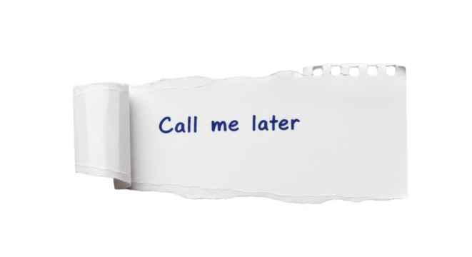 Isolated Paper Note Says Call Me Later on Transparent Background
